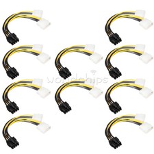 1-10PCS Dual Molex LP4 4Pin to 8Pin PCI-E Express Converter Adapter Power Cable