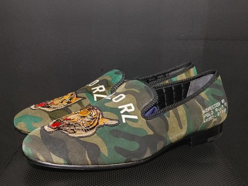 MOCASINES POLO RALPH LAUREN PAXTON VERDE CAMUFLAJE TIGRE GAMUZA CUERO TALLA 9.5 - Imagen 1 de 8