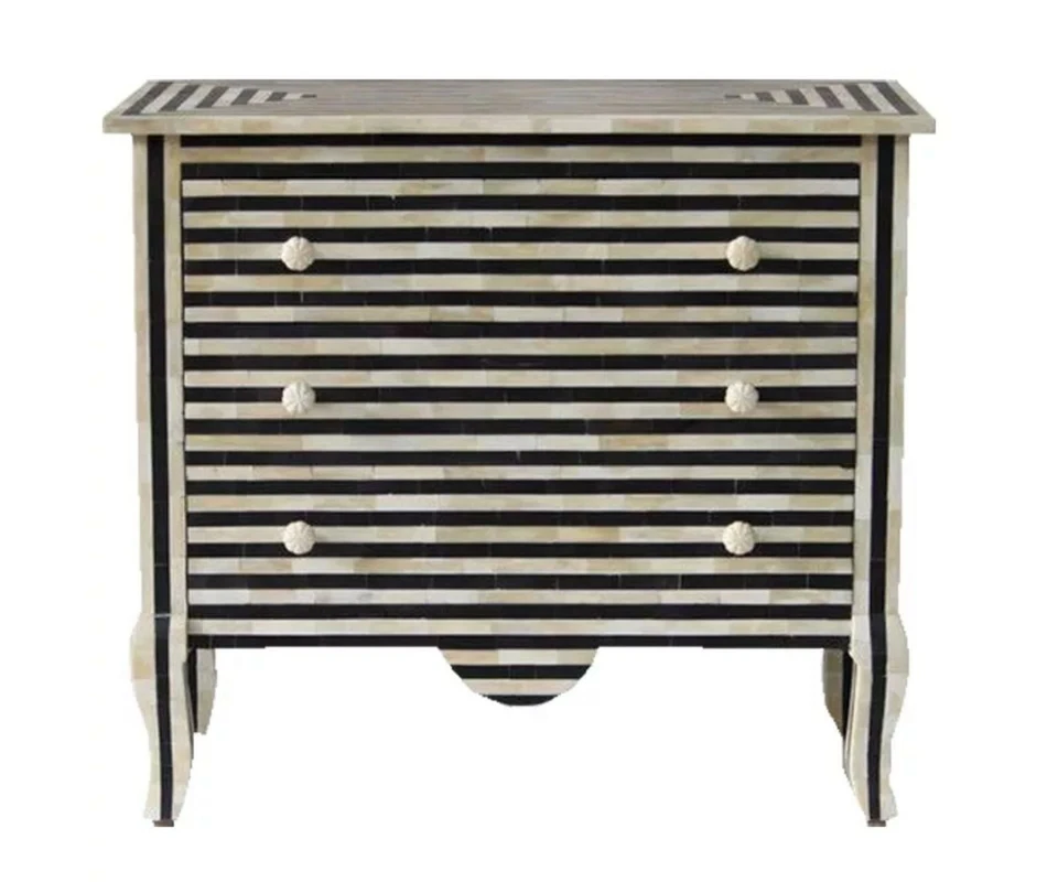 Living Room Home Decorative Black And White Chest Of 3 Drawer And Dresser - Image 2 of 4