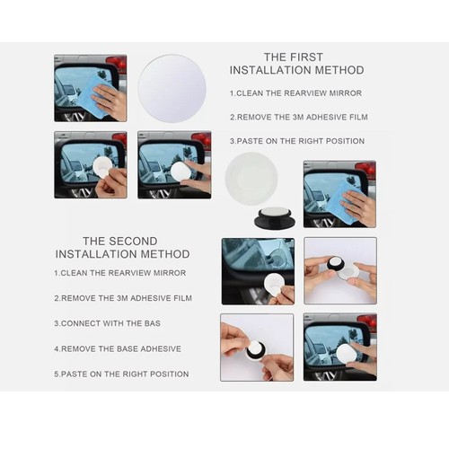 2 Pcs Blind Spot Mirror HD Glass Frameless Convex Rear View 360° Stick On Round - Picture 2 of 7