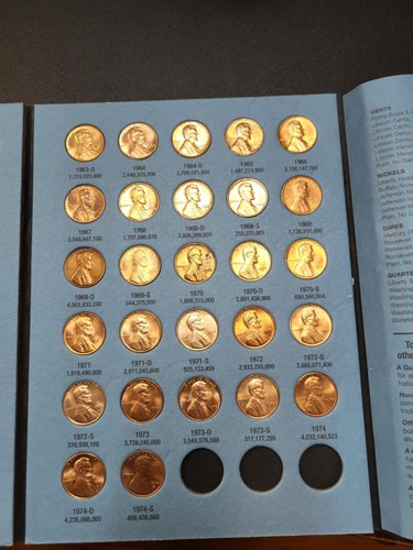 Lincoln Cents Collection - Album Number Two - 1941 to 1974 P, D, S - INCL BU's - Picture 5 of 5