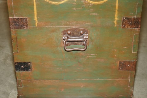 1860 ITALIAN ORIGINAL PAINT EXTRA LARGE STORAGE TRUNK OR CHEST CHERUB PAINTINGS - Picture 12 of 20