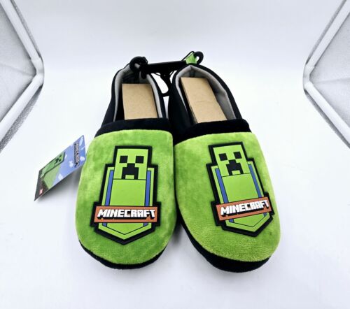 MINECRAFT CREEPER Rubber Bottom Slippers Premium House Shoes Boys/Youth Size 4-5 - Picture 2 of 5