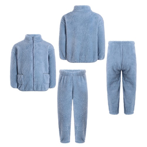 Unisex Kids Outfit Warm Set Coral Fleece Pajama Long Sleeve Casuai Tops Boys - Picture 4 of 55
