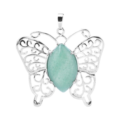 Natural Gemstone Hollow Butterfly Pendant Charm Crystal Bead Jewellery Xmas Gift - Picture 38 of 40