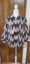 CHICO'S LINEN JACKET BROWN 3/4 SLEEVE SIZE 3