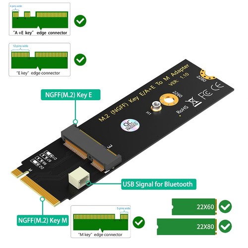 M.2 NGFF A+E key WiFi/Bluetooth Card to M.2 Key M Adapter Card for Intel AX210 - Picture 4 of 7
