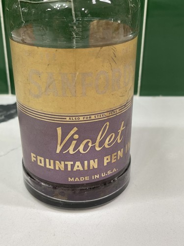 Vintage Sanford's Violet Ink One Pint Bottle Original Labels Embossed - Picture 3 of 10