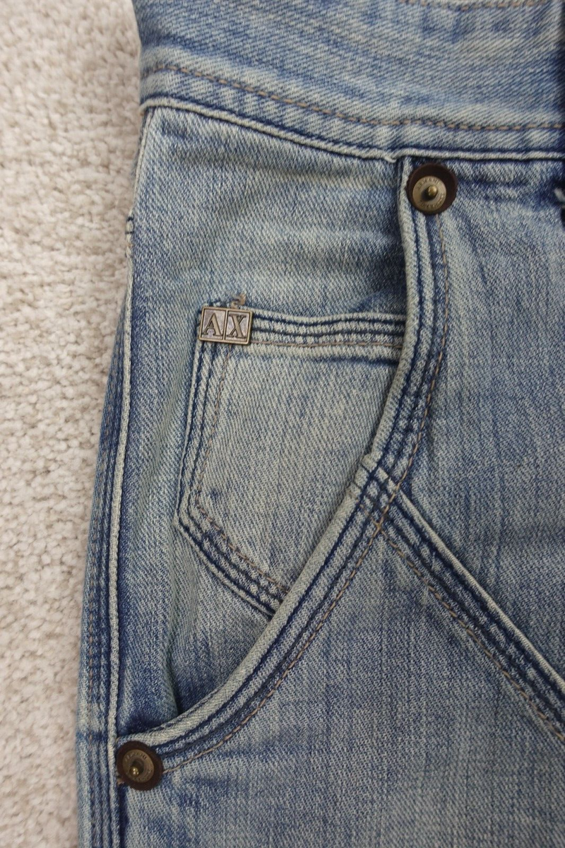 Armani Exchange A|X Jeans Men 36x33 Blue Moto Zippers Double Armani Exchange A|X Jeans Men 36x33 Blue Moto Zippers Double