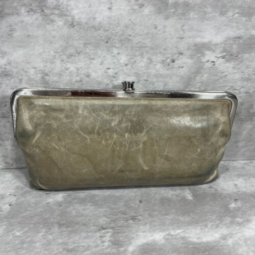 Hobo International - Lauren Double Kisslock Leder Geldbörse Distressed Grau - Bild 2 von 17