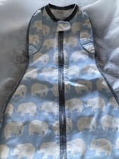 Convertible Woombie Swaddle 5-13 Lbs 0-3 Mos Blue Kiss Elephants Cotton Baby