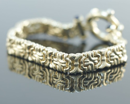 Gold Armband mit Saphiren in 585er / 14 Karat Gelb Gold XXYY - Bild 4 von 6