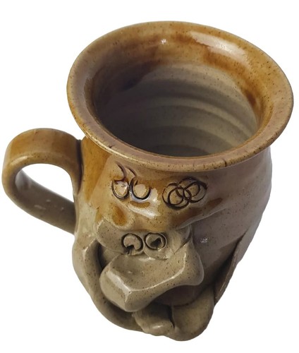HANDMADE Pretty Ugly Mug Stoneware Brown Glaze Made In Wales H9cm Vgc - Picture 6 of 11