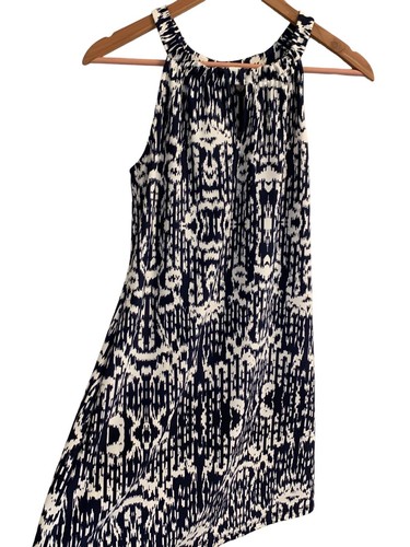 Jude Connally Dress XS Navy Blue White Shift Sleeveless Crew Neck Keyhole - Picture 3 of 19