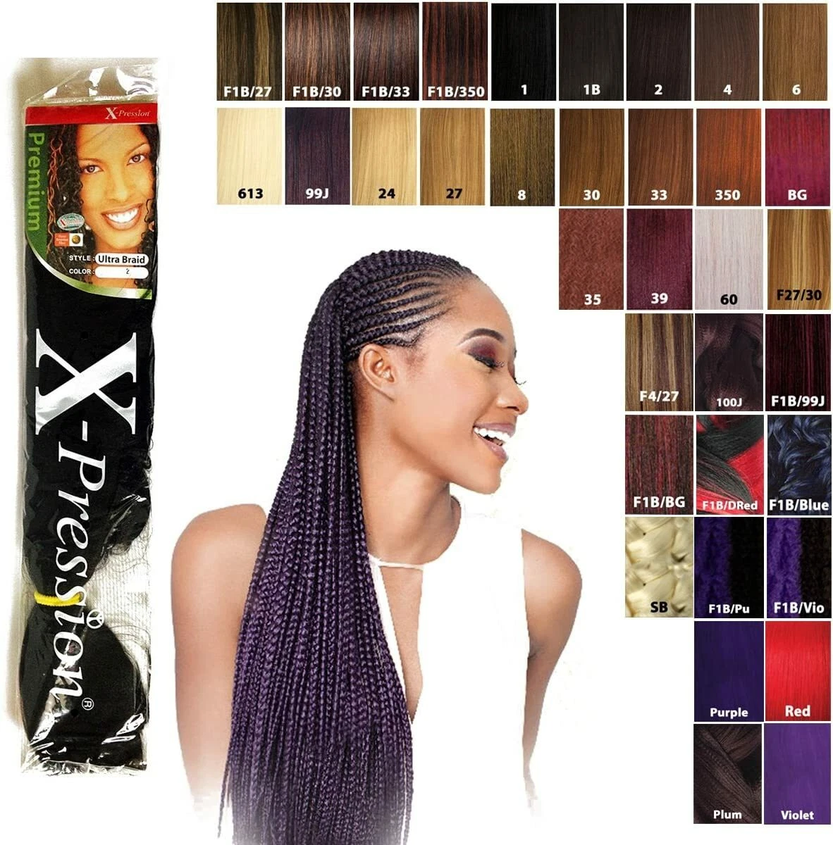 3 Pack] X-pression Premium Original Ultra Braid. - Color 1 1B 2 4