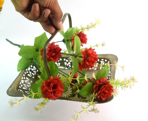 Vintage Old Flower Basket – Temple Décor Silver plated holy basket. G23-109 - Picture 8 of 10