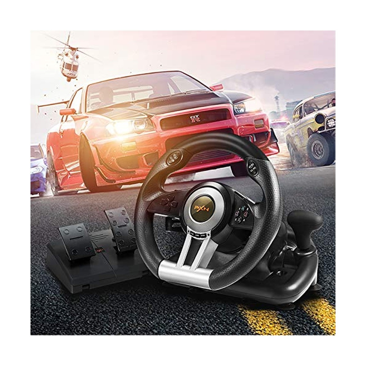 PXN V3II PC Racing Wheel, USB Car Race Gaming Steering Wheel with