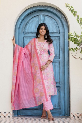 Women Wear Dresses For Weddings Indian Kurta & Kurtis Set Readymade Salwar Suits - Picture 1 of 5