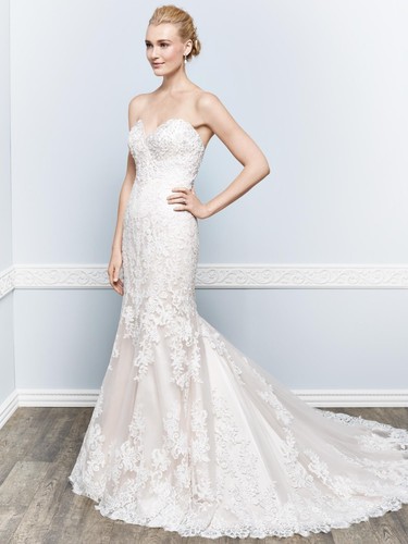 Brautkleid Hochzeitskleid Knopfleiste Boho Vintage Spitze, Fit + Flare Gr 10 - Bild 2 von 24