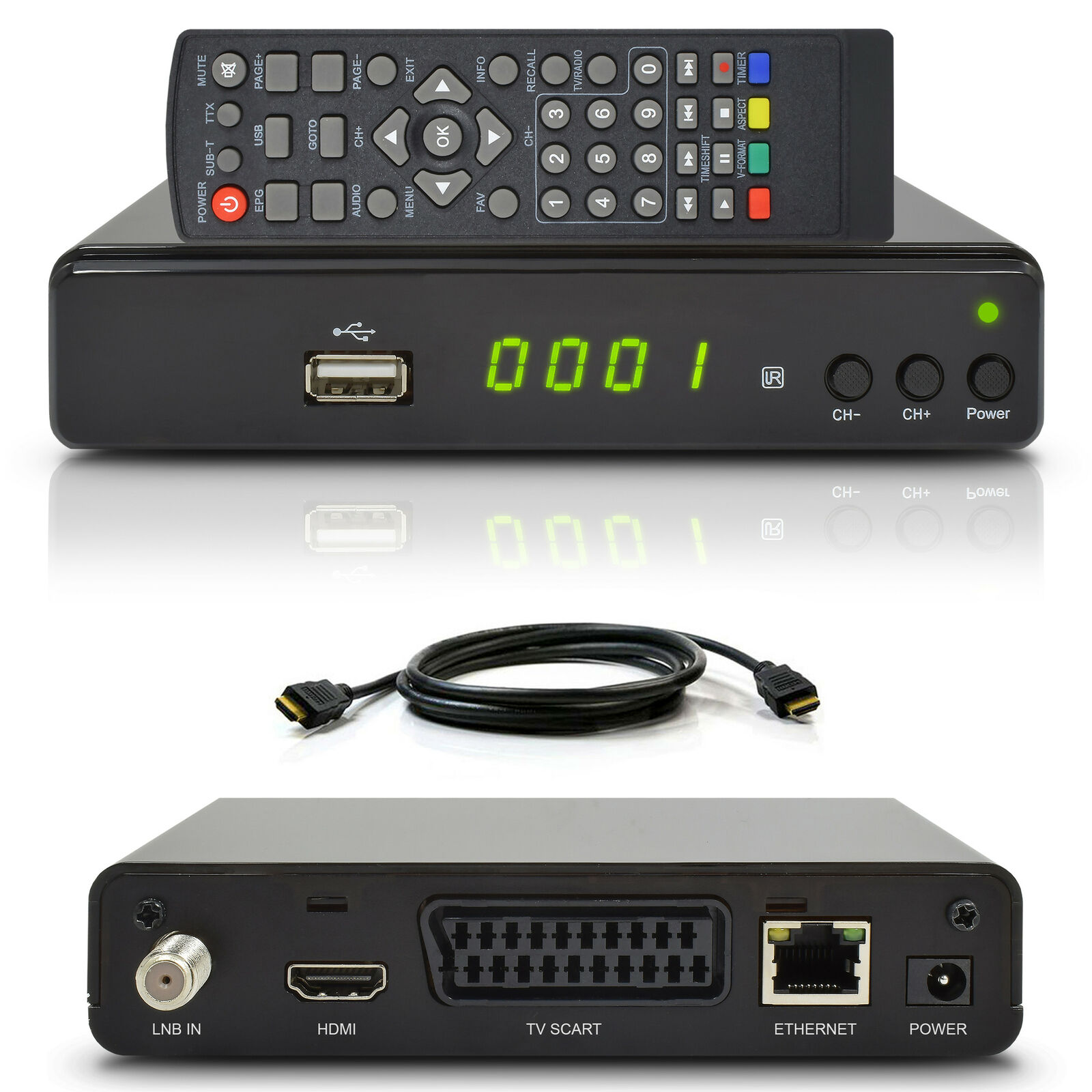 Zehnder FULL HDTV HD Digital Sat Receiver HX7145 HDMI Kabel DVB-S2 USB Scart