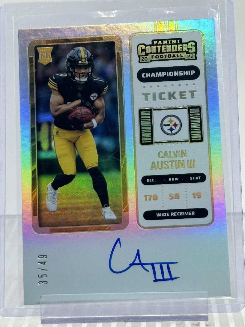 CALVIN AUSTIN III 2022 CONTENDERS ROOKIE CHAMPIONSHIP RC AUTO /49 Q2550
