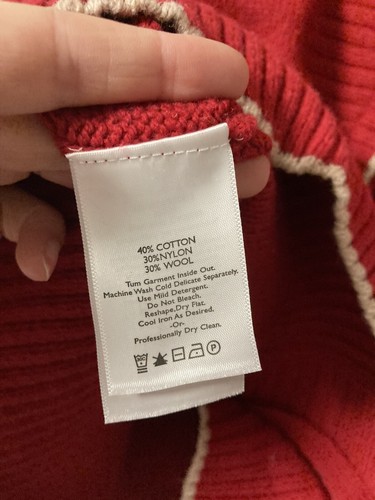 NWT Eddie Bauer White, Red Nordic Wool Sweater - Size Women's Large Knit Zipper - Picture 4 of 6
