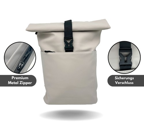 Rolltop Rucksack Backpack Medium Damen Herren Wasserfester Rucksack Laptop - Bild 30 von 42