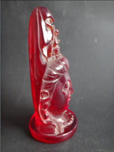 5,9"" / China Handarbeit alte Dekoration Imitation Bernstein Schnitzen Kwan-Yin Statue - Bild 2 von 6