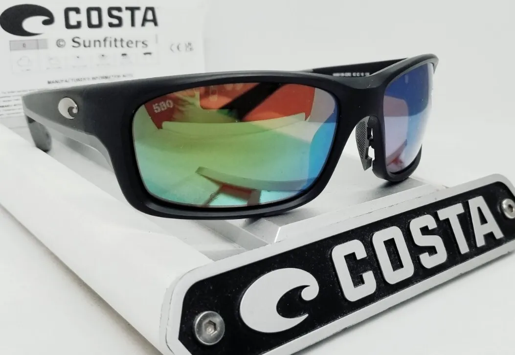 COSTA DEL MAR black/green mirror JOSE PRO polarized 580G sunglasses NEW!
