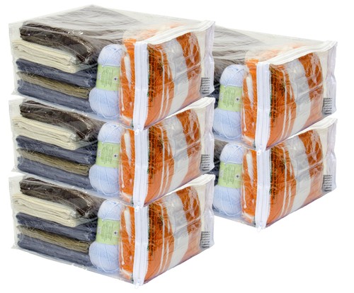 5-Pack Clear Vinyl Zippered Storage Bags 15 x 18 x 9 Inch - Picture 1 of 5