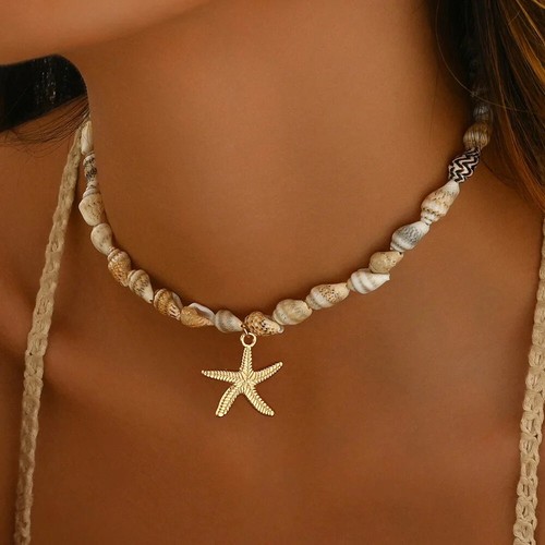 Collana girocollo con perline conchiglia da donna con ciondolo conchiglia stile spiaggia - Foto 13 di 16