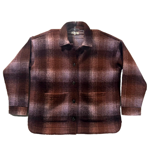 MADEWELL Brushed Plaid Knit Shirt Jacket Pink Brown Shacket Coat Size M $168 - Picture 2 of 10