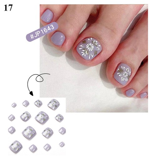 24Pcs Press On Toe False Nails Black Line Glitter Square Full Cover Falses Ti ∮ - Bild 29 von 34