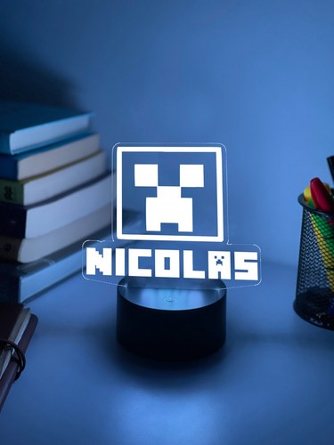 Luz nocturna personalizada Minecrafter 3D | Regalo personalizado | Lámpara de escritorio personalizada - Imagen 7 de 8