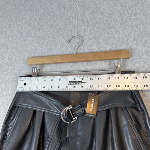 Express Mini Skirt Women's Medium Black Faux Leather Pocket Goth Rocker Punk NWT - Picture 3 of 10