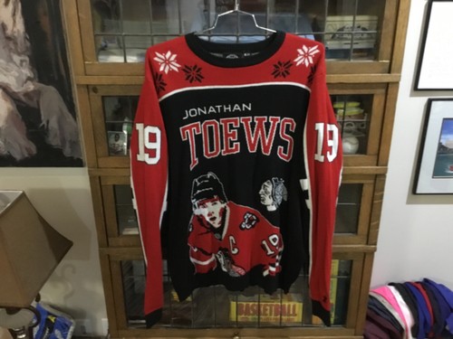 Jonathan Toews #19 Chicago Blackhawks All Over Holiday Knit Sweater SZ XXL -Cool - Picture 1 of 10