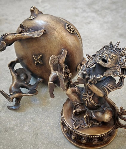 Old Bronze Buddhist deity Vajradaka Dorje Kandro Incense Burnerss Censer statues - Picture 2 of 12