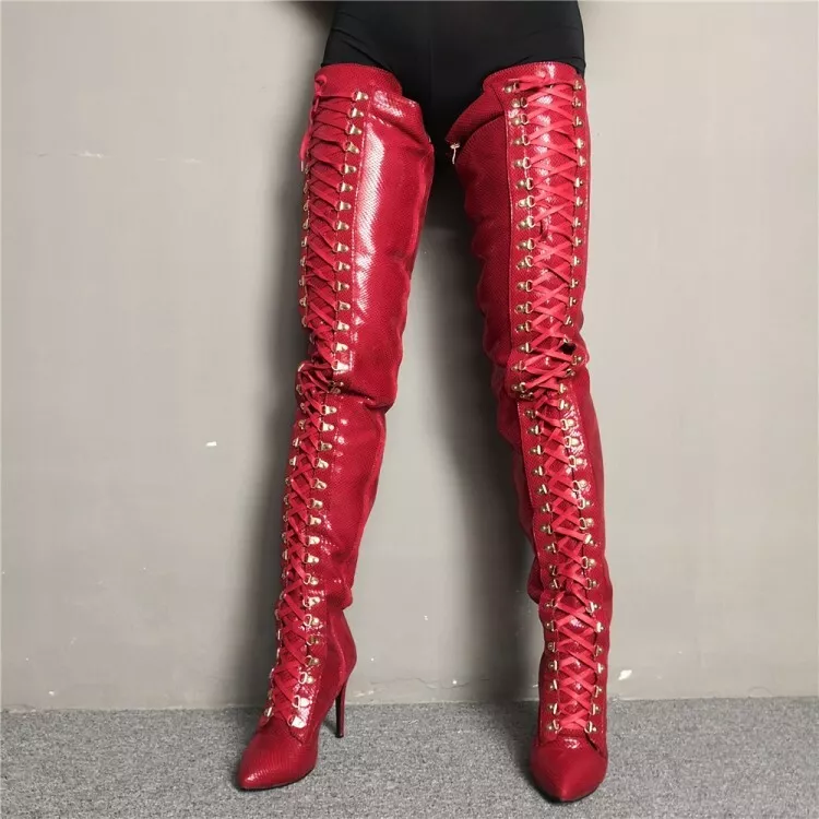 Over the knee boots with string cheap