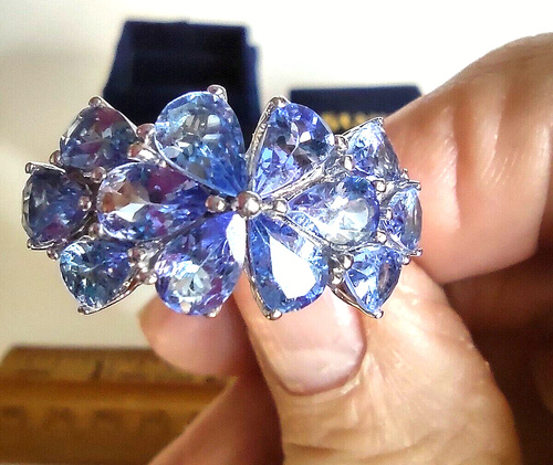 Stunning Stauer 10K White Gold Tanzanite Ring *5.1 G In Box Size 10