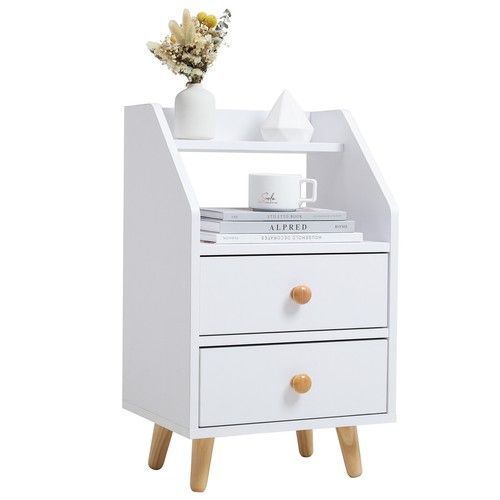 Tall Bedside Table Drawers Cabinet Bedroom Furniture Storage Nightstand Shelf - Picture 30 of 48