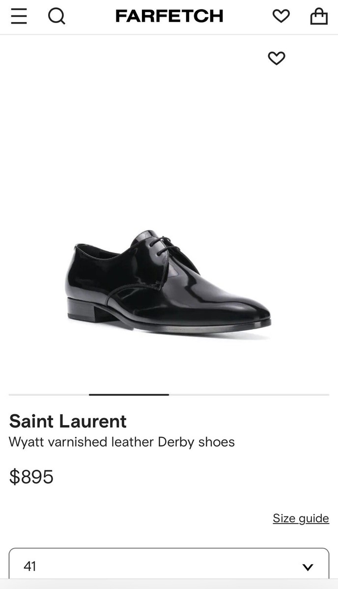 YSL Saint Laurent Wyatt patent leather tuxedo derby US 8