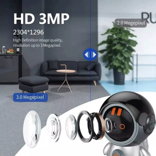 3MP Mini WiFi Robot Camera Home Security Intelligent remote camera One Key Call - Picture 11 of 14