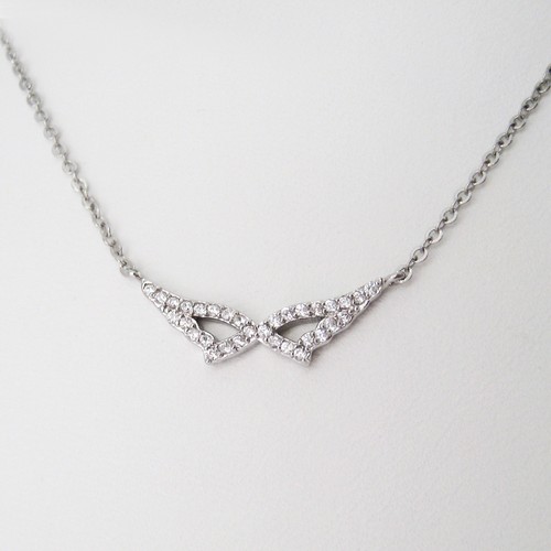 Collier ailes d'ange zirconium CZ et argent 925/1000e CO21 - Picture 2 of 4
