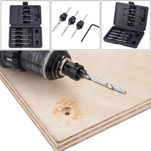 tapered drill hole bit hss 7pcs countersink screw pilot steel wood box