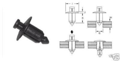 Verkleidungsclip Karosserie 7 mm Kunststoff schwarz Steckplattenverschluss 10 Stück