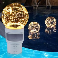 Pool Chlorine Floater with Solar Ball Light, Floating Dispenser for...