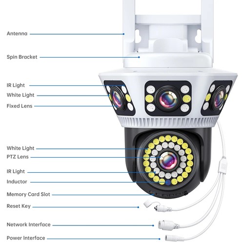 6K WiFi Security Camera Three Screen Dual Lens Cam Ai Tracking CCTV Surveillance - Picture 3 of 28