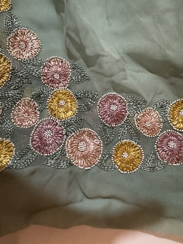 Vintage Chiffon Embroidered made in France Circa 1800-1900S Skirt delicate 21x21 - Picture 19 of 24