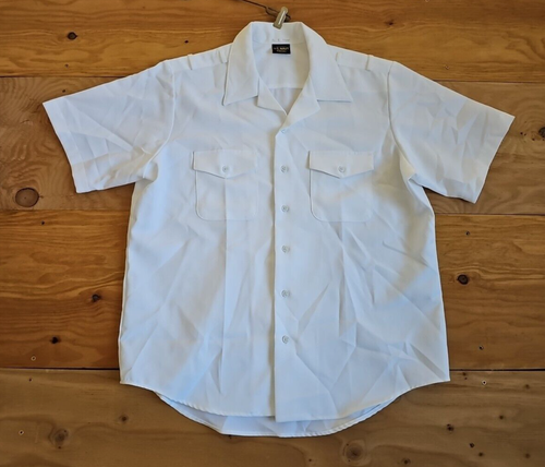 Vintage USN US Navy Official Shirt Creighton Button Down Dress White XL Made USA