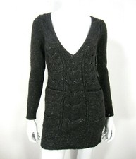 PRESS Long Sleeve NWT V Neck Sweater Dress Size S Small Gray 